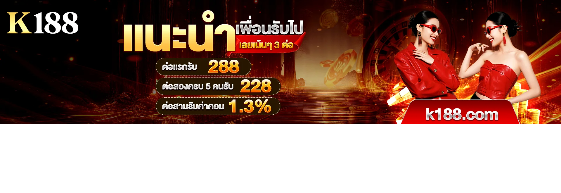 K188 โปรโมชั่นสมาชิกใหม่ โบนัสต้อนรับ VIP